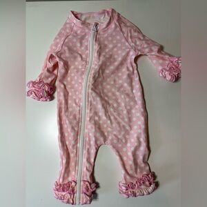 SwimZip Pink Polka Dot Ruffle Zip One-Piece Swimsuit for Kids